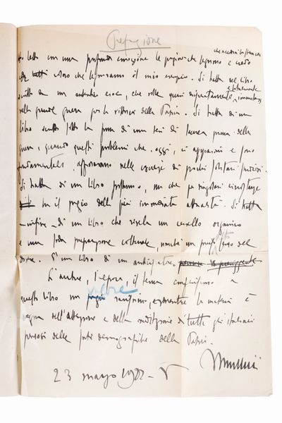 Mussolini, Benito, : La lotta contro il celibato  - Asta Libri, Autografi e Stampe - Associazione Nazionale - Case d'Asta italiane