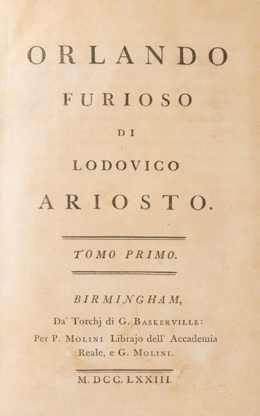 Ludovico Ariosto : Orlando furioso  - Asta Libri, Autografi e Stampe - Associazione Nazionale - Case d'Asta italiane