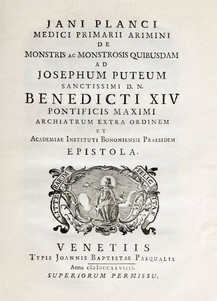Giovanni Bianchi : Jani Planci medici primarii Arimini de monstris  - Asta Libri, Autografi e Stampe - Associazione Nazionale - Case d'Asta italiane