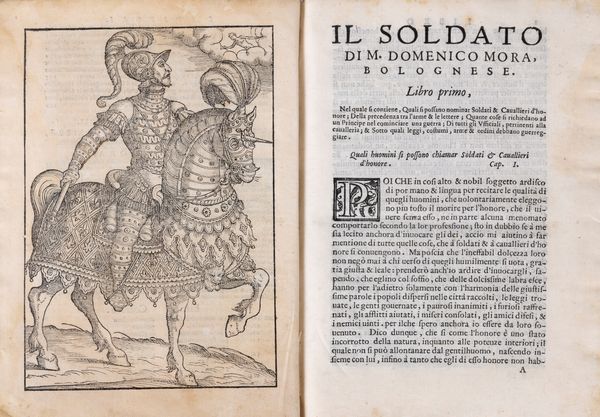 Domenico Mora : Il soldato nel quale si tratta di tutto quello, che ad un uero soldato, & nobil caualliere si conuiene sapere, & essercitare nel mestiere dell'arme  - Asta Libri, Autografi e Stampe - Associazione Nazionale - Case d'Asta italiane