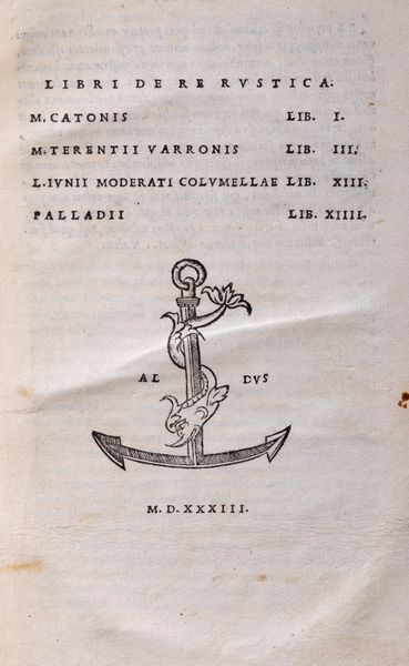 Marco Terenzio Varrone : Libri de re rustica  - Asta Libri, Autografi e Stampe - Associazione Nazionale - Case d'Asta italiane