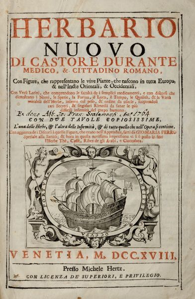 Durante Castore : Herbario nuovo  - Asta Libri, Autografi e Stampe - Associazione Nazionale - Case d'Asta italiane