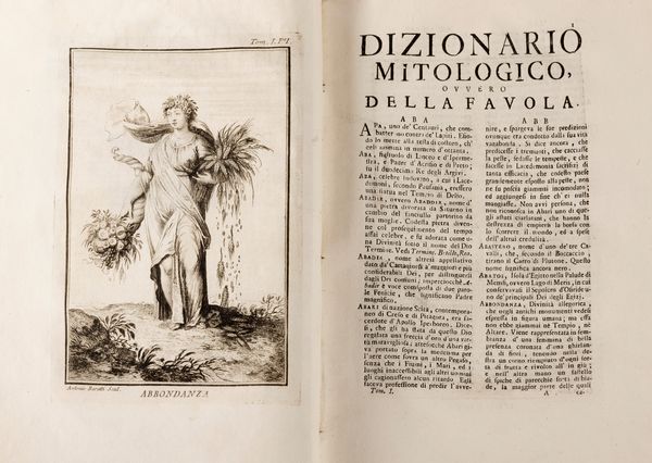 Andre de Claustre : Dizionario mitologico ovvero Della favola, poetico, storico, [...] in cui esattamente si spiega l'origine degli dei  - Asta Libri, Autografi e Stampe - Associazione Nazionale - Case d'Asta italiane