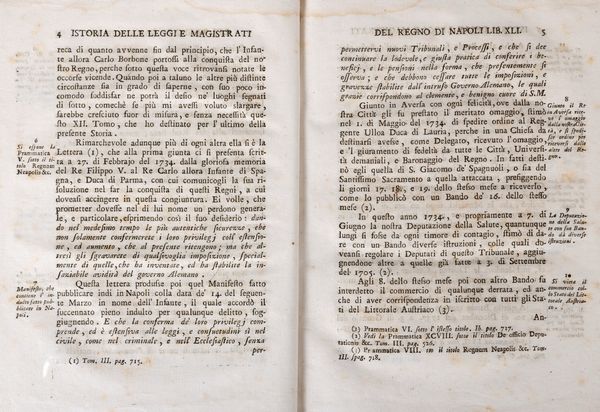 Ginesio Grimaldi : Istoria delle Leggi e Magistrati del Regno di Napoli in cui si contiene la polizia delle Leggi e de Magistrati di questo Regno sotto a Romani, Goti, Greci, Longobardi, Normanni  - Asta Libri, Autografi e Stampe - Associazione Nazionale - Case d'Asta italiane