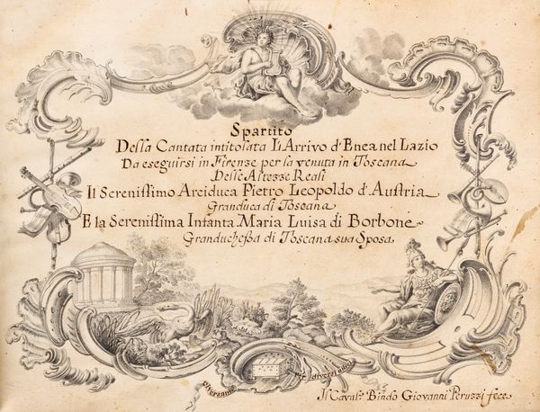 Bindo Giovanni Peruzzi : Spartito della cantata intitolata L'arrivo di Enea nel Lazio  - Asta Libri, Autografi e Stampe - Associazione Nazionale - Case d'Asta italiane