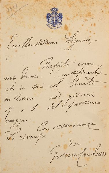 Carducci, Giosue’ : Lettera  - Asta Libri, Autografi e Stampe - Associazione Nazionale - Case d'Asta italiane