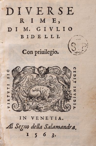 Giulio Bidelli : Diverse rime  - Asta Libri, Autografi e Stampe - Associazione Nazionale - Case d'Asta italiane