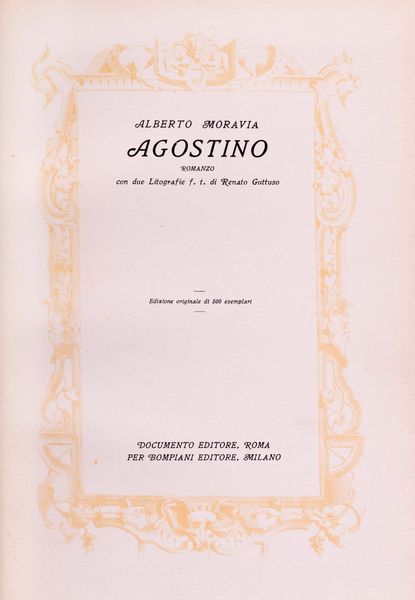Renato Guttuso, : Agostino  - Asta Libri, Autografi e Stampe - Associazione Nazionale - Case d'Asta italiane