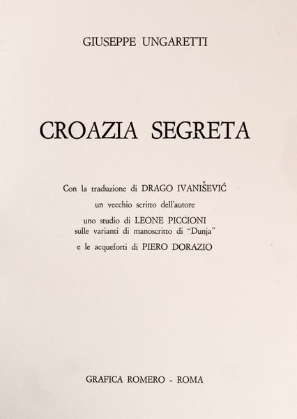 Piero Dorazio, : Croazia segreta  - Asta Libri, Autografi e Stampe - Associazione Nazionale - Case d'Asta italiane