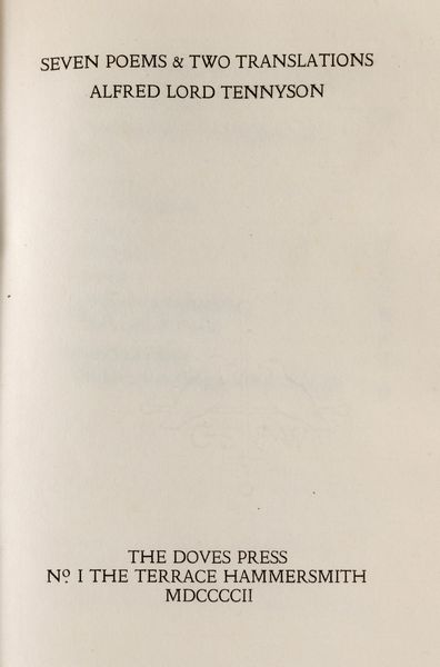 ALFRED TENNYSON : Seven Poems & Two Translations  - Asta Libri, Autografi e Stampe - Associazione Nazionale - Case d'Asta italiane