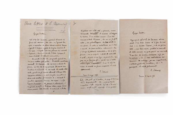 Edmondo Deamicis : Lettere autografe  - Asta Libri, Autografi e Stampe - Associazione Nazionale - Case d'Asta italiane