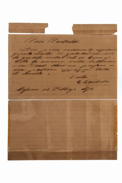 Garibaldi, Giuseppe : Lettera autografa firmata  - Asta Libri, Autografi e Stampe - Associazione Nazionale - Case d'Asta italiane