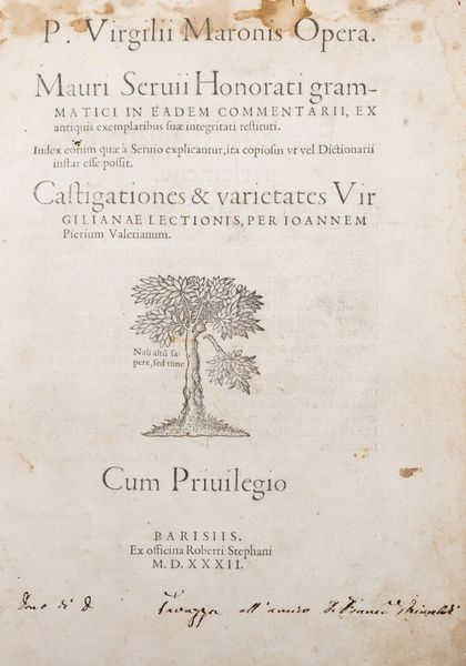 Publio Virgilio Marone, : P. Virgilii Maronis Opera. Mauri Seruii Honorati Grammatici in Eadem Commentarii Ex Antiquis Iexemplaribus Suae Integritati [...]  - Asta Libri, Autografi e Stampe - Associazione Nazionale - Case d'Asta italiane