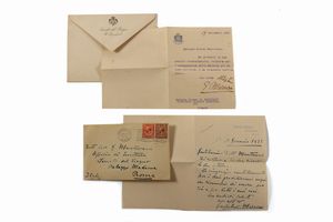 Marconi, Guglielmo - Due lettere una firmata e una interamente autografa, con busta