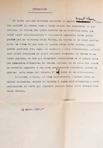 Mussolini, Benito, : La lotta contro il celibato  - Asta Libri, Autografi e Stampe - Associazione Nazionale - Case d'Asta italiane