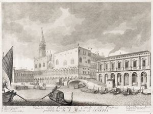 Domenico Lovisa - Veduta della Piazzetta sul Canale e delle Prigioni pubbliche di S. Marco di Venetia