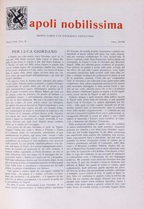 Napoli Nobilissima. Rivista di Topografia ed Arte Napoletana. Redattori: R. Carafa, duca di Andria, G. Ceci, L. Conforti jr., B. Croce, S. Di Giacomo, M. Schipa, V. Spinazzola. Si pubblica una volta al mese.  - Asta Libri, Autografi e Stampe - Associazione Nazionale - Case d'Asta italiane