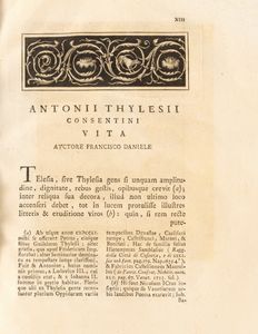 Antonio Telesio : Carmina et epistolae quae ab editione neapolitana exulant praefigitur auctoris vita a Francisco Daniele conscripta  - Asta Libri, Autografi e Stampe - Associazione Nazionale - Case d'Asta italiane