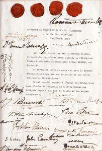 Trattato di Saint Germain en Laye  - Asta Libri, Autografi e Stampe - Associazione Nazionale - Case d'Asta italiane