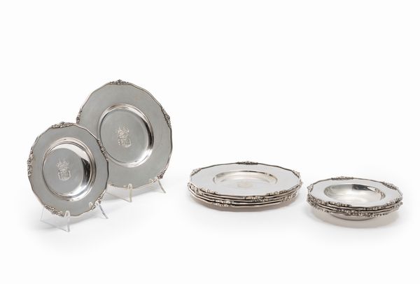 Sei piattini e sei sottobicchieri  - Asta Argenti - Associazione Nazionale - Case d'Asta italiane