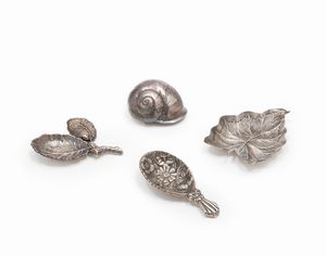 BUCCELLATI - Foglia, conchiglia e due ciotole floreali