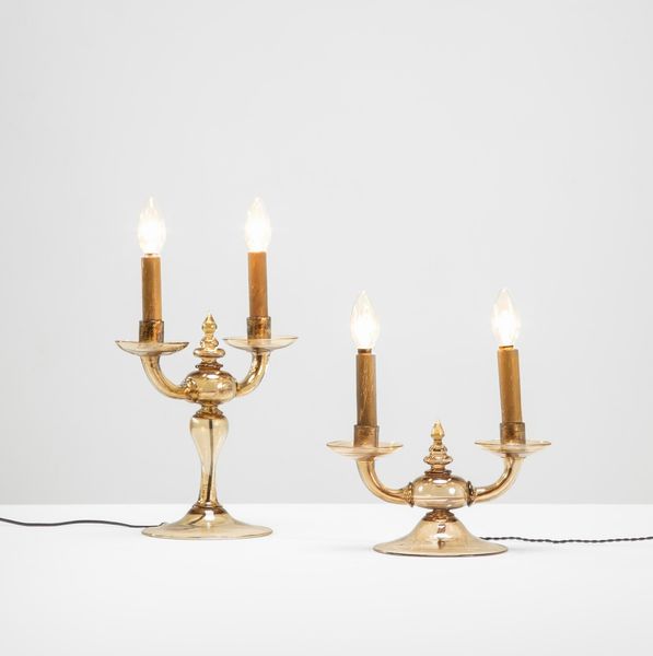 Vittorio Zecchin : Due lampade da tavolo in vetro di Murano.  - Asta Fine Design - Associazione Nazionale - Case d'Asta italiane