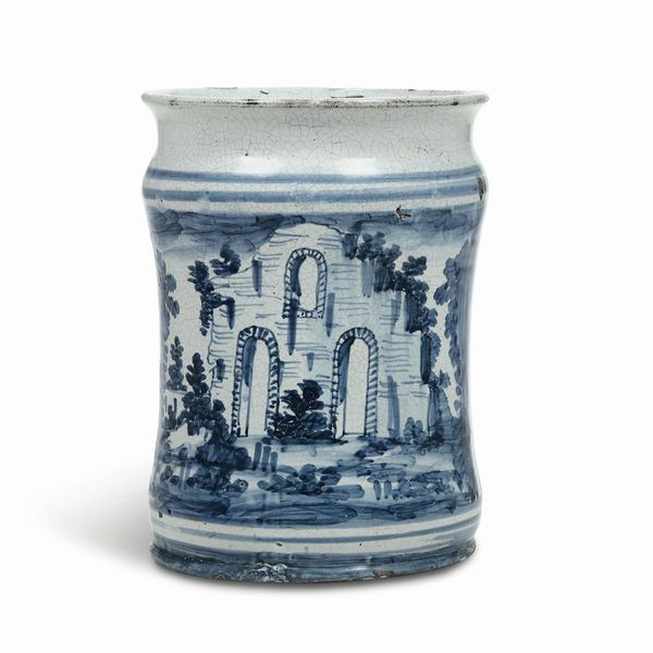 Albarello<BR>Napoli, probabilmente prima met del  XVIII secolo  - Asta Maioliche e Porcellane - Associazione Nazionale - Case d'Asta italiane