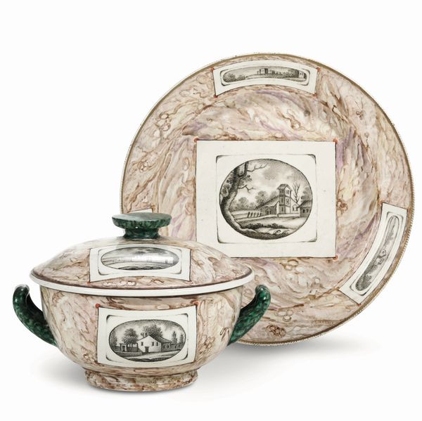 Zuppierina con sottopiatto <BR>Napoli, Manifattura Migliuolo, primi decenni del XIX secolo  - Asta Maioliche e Porcellane - Associazione Nazionale - Case d'Asta italiane