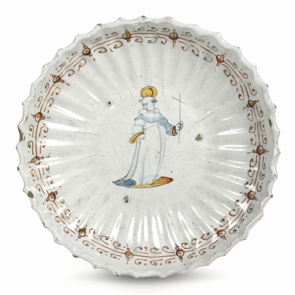 Coppa <BR>Deruta, Simone Petrini (?), primo quarto del XVII secolo  - Asta Maioliche e Porcellane - Associazione Nazionale - Case d'Asta italiane