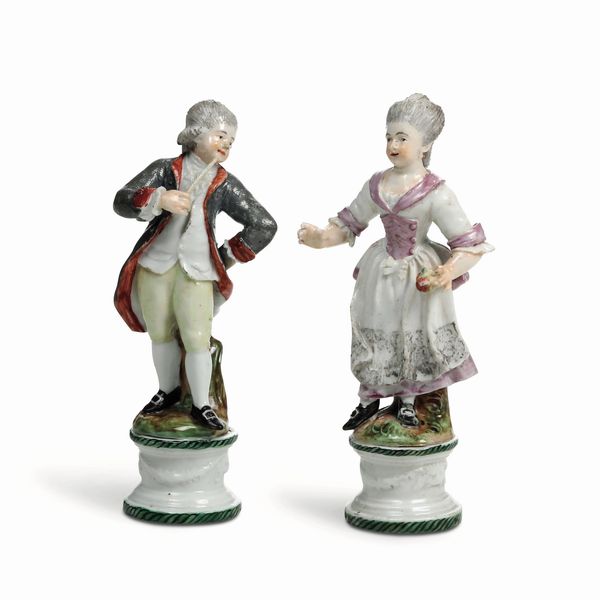 Coppia di figurine <BR>Nove, Manifattura Antonibon, gestione Parolin, 1781-1802<BR><BR>  - Asta Maioliche e Porcellane - Associazione Nazionale - Case d'Asta italiane