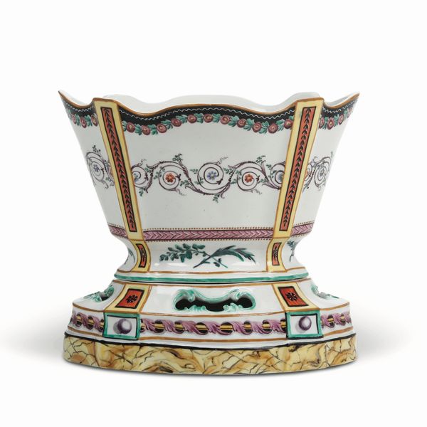 Giardiniera o tulipaniera <BR>Nove, Manifattura Antonibon, gestione Baccin, verso il 1820  - Asta Maioliche e Porcellane - Associazione Nazionale - Case d'Asta italiane