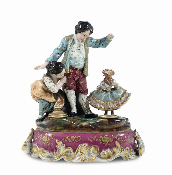 Calamaio<BR>Francia, Fontainebleau, manifattura di Jacob Petit, 1850 circa  - Asta Maioliche e Porcellane - Associazione Nazionale - Case d'Asta italiane