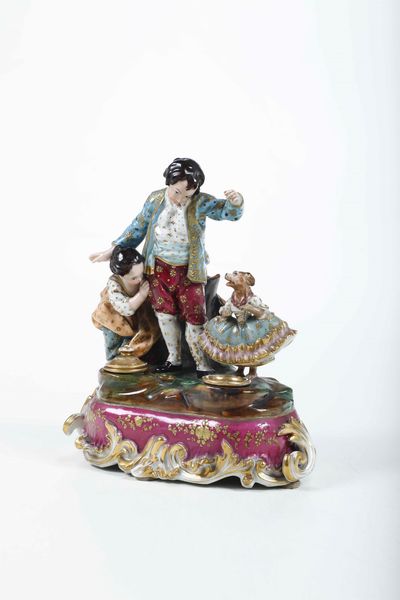 Calamaio<BR>Francia, Fontainebleau, manifattura di Jacob Petit, 1850 circa  - Asta Maioliche e Porcellane - Associazione Nazionale - Case d'Asta italiane