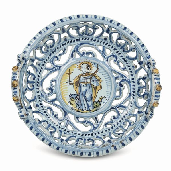 Cestino traforato<BR>Faenza, seconda met del XVII secolo  - Asta Maioliche e Porcellane - Associazione Nazionale - Case d'Asta italiane