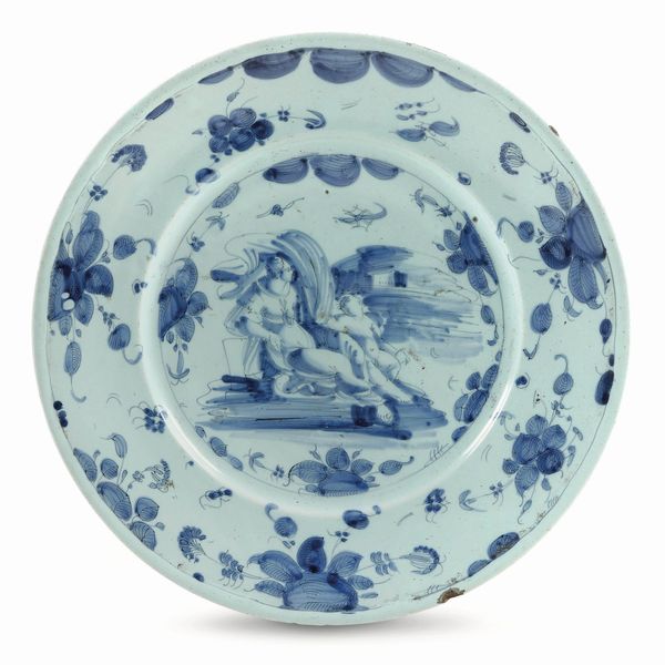 Grande piatto<BR>Albisola, probabilmente Fabbrica Grosso, XVII secolo<BR>  - Asta Maioliche e Porcellane - Associazione Nazionale - Case d'Asta italiane