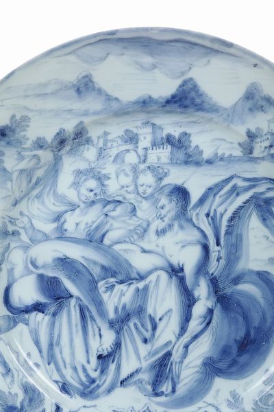 Grande piatto <BR>Savona, forse Manifattura Guidobono, ultimo quarto del XVII secolo  - Asta Maioliche e Porcellane - Associazione Nazionale - Case d'Asta italiane