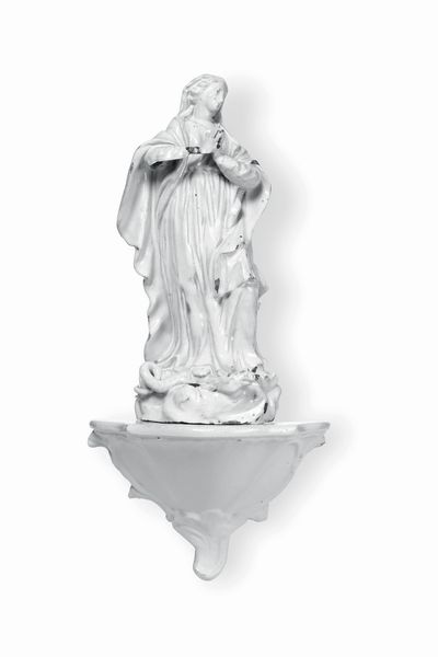 Figura dellImmacolata Concezione<BR>Probabilmente Savona, ultimo decennio del XVIII secolo<BR><BR>  - Asta Maioliche e Porcellane - Associazione Nazionale - Case d'Asta italiane