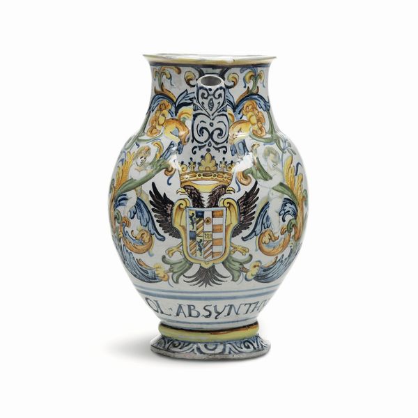 Orciolo<BR>Castelli, Bottega dei Gentile, ultimo quarto del XVII secolo<BR>  - Asta Maioliche e Porcellane - Associazione Nazionale - Case d'Asta italiane