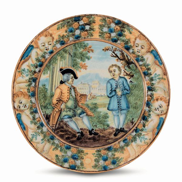 Piccolo piatto<BR>Castelli, terzo quarto del Settecento<BR>  - Asta Maioliche e Porcellane - Associazione Nazionale - Case d'Asta italiane