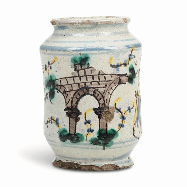 Albarello<BR>Caltagirone, verso la fine del XVIII secolo<BR>Probabilmente Nunzio Campoccia<BR>  - Asta Maioliche e Porcellane - Associazione Nazionale - Case d'Asta italiane