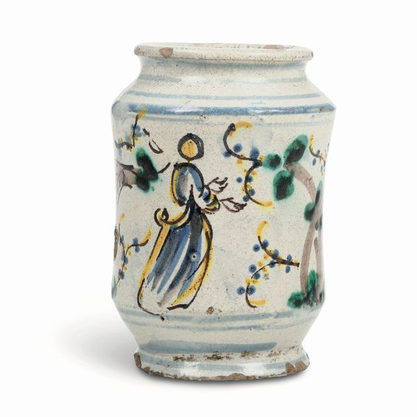 Albarello<BR>Caltagirone, verso la fine del XVIII secolo<BR>Probabilmente Nunzio Campoccia<BR>  - Asta Maioliche e Porcellane - Associazione Nazionale - Case d'Asta italiane