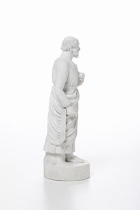 Figura di San Tommaso<BR>Torino, Manifattura di Vinovo, periodo Lomello, 1815-1825  - Asta Maioliche e Porcellane - Associazione Nazionale - Case d'Asta italiane