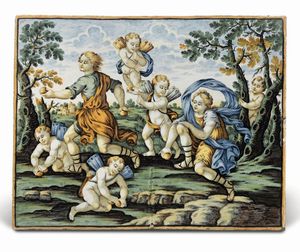 Mattonella<BR>Castelli, Berardino Gentili il Giovane, 1760-1770<BR>  - Asta Maioliche e Porcellane - Associazione Nazionale - Case d'Asta italiane