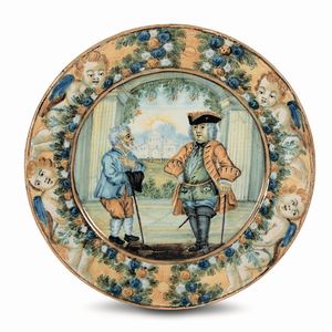 Piccolo piatto<BR>Castelli, terzo quarto del XVIII secolo<BR>  - Asta Maioliche e Porcellane - Associazione Nazionale - Case d'Asta italiane