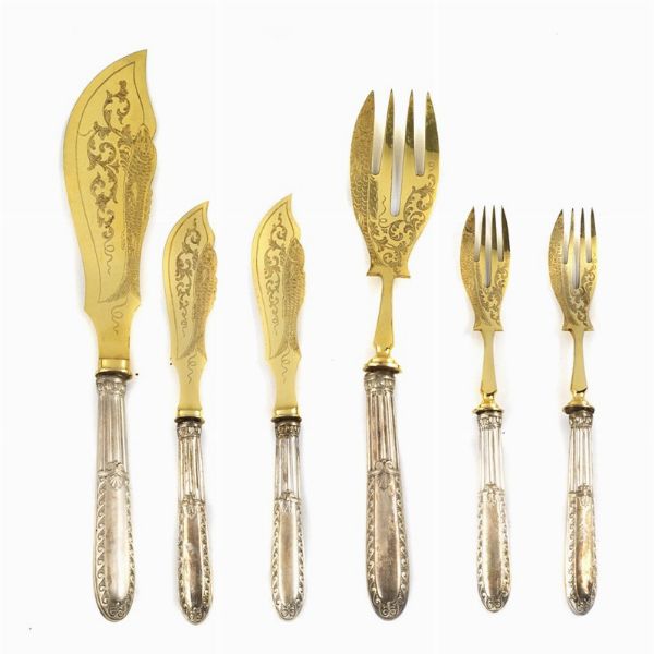 SERVIZIO DI POSATE DA PESCE, GERMANIA INIZI SECOLO XX,  - Asta ASTA A TEMPO | ARGENTI ITALIANI ED EUROPEI - Associazione Nazionale - Case d'Asta italiane