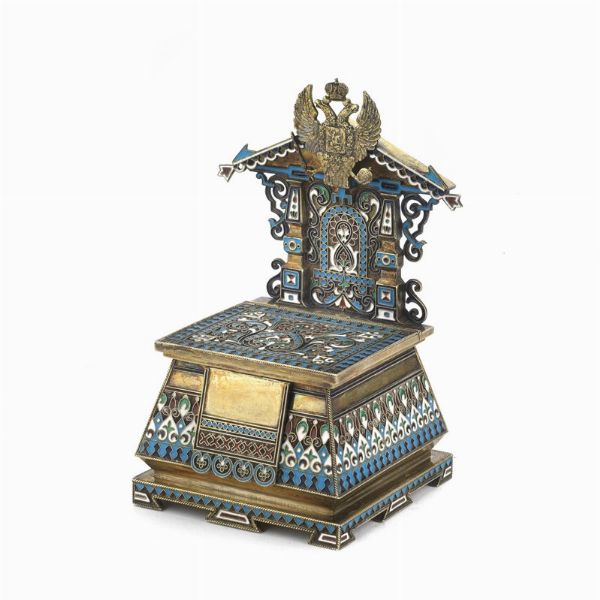 SALIERA A TRONO, MOSCA, INIZI SECOLO XX  - Asta ASTA A TEMPO | ARGENTI ITALIANI ED EUROPEI - Associazione Nazionale - Case d'Asta italiane