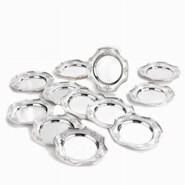 DODICI PIATTINI DA PANE, SECOLO XX  - Asta ASTA A TEMPO | ARGENTI ITALIANI ED EUROPEI - Associazione Nazionale - Case d'Asta italiane