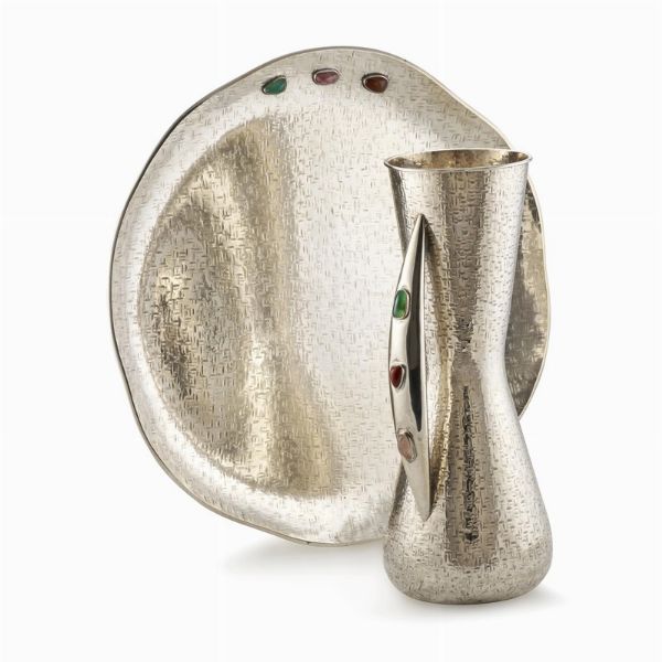 GRANDE VASO CON VASSOIO, FINZI, SECOLO XX  - Asta ASTA A TEMPO | ARGENTI ITALIANI ED EUROPEI - Associazione Nazionale - Case d'Asta italiane