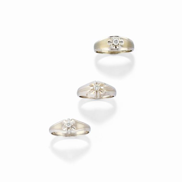 Tre anelli da uomo con diamanti  - Asta Gioielli / Summer - Associazione Nazionale - Case d'Asta italiane