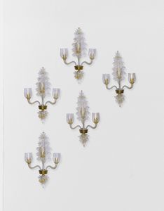 Archimede Seguso - Cinque lampade a parete